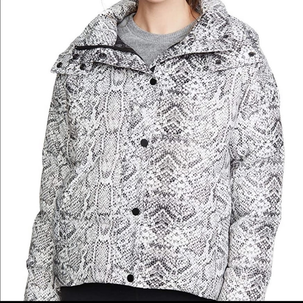 Anthropologie Black & White Snake-Print Puffer Jacket